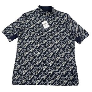 Kastel Denmark 1/4 Zip Elbow Sleeve Sun Shirt Navy Blue Floral Women's XL NWT